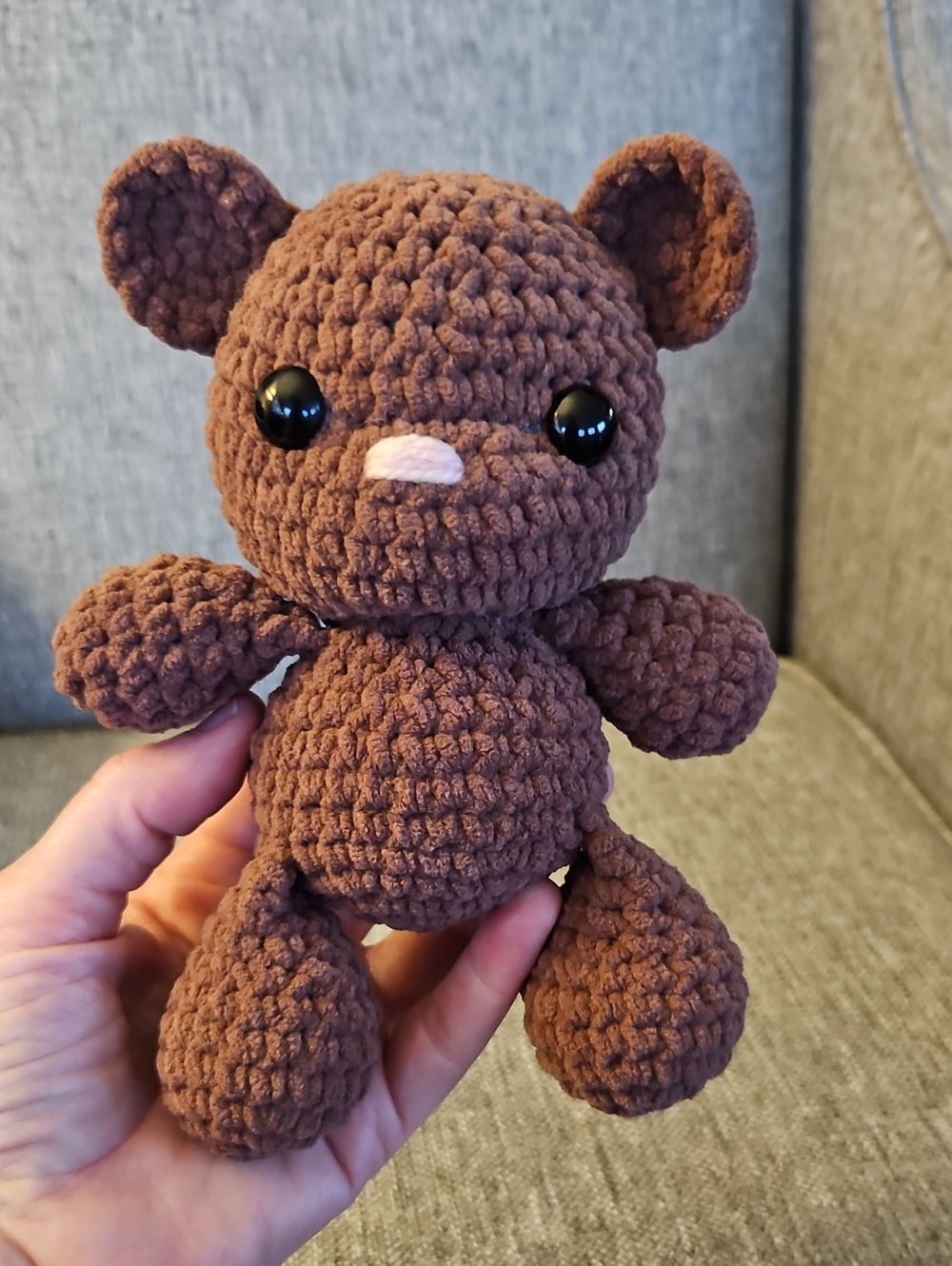 Brown Crochet Amigurumi Toy Bear - Handmade
